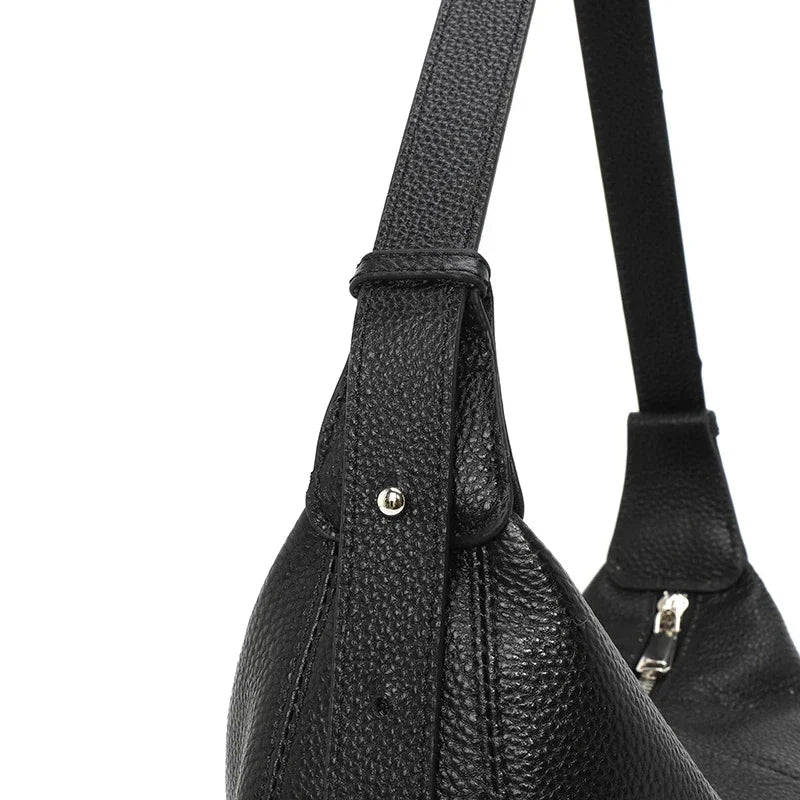 Badiman Genuine Cowhide Half-Moon Underarm Bag – Large Capacity Shoulder Crossbody Tote for Women