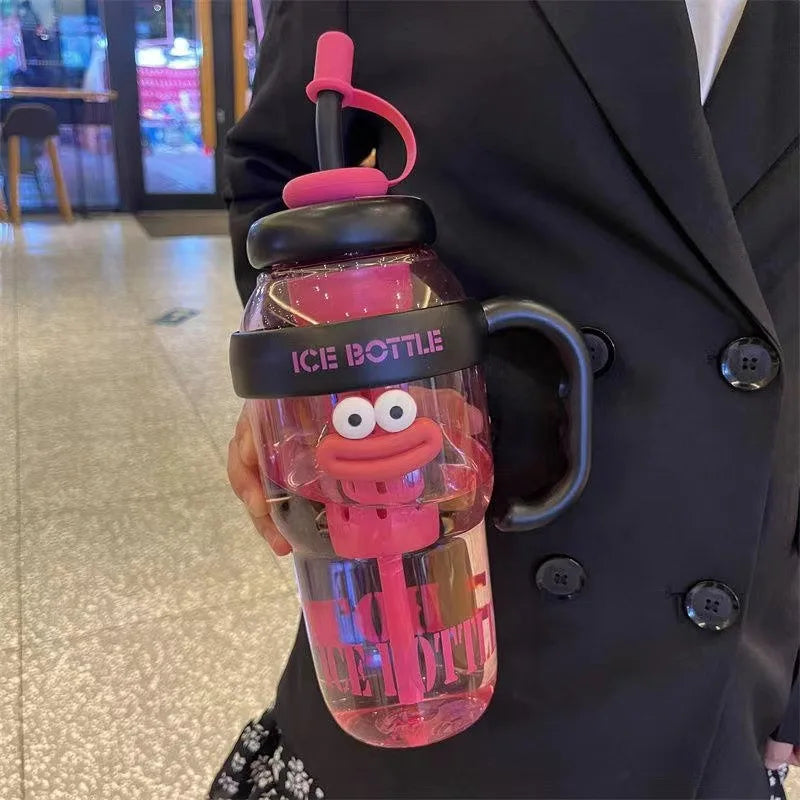 1100ml Cute Aesthetic Water Bottle with Straw & Tea Infuser – Large Capacity BPA-Free PC Cup for Women, Outdoor & Travel