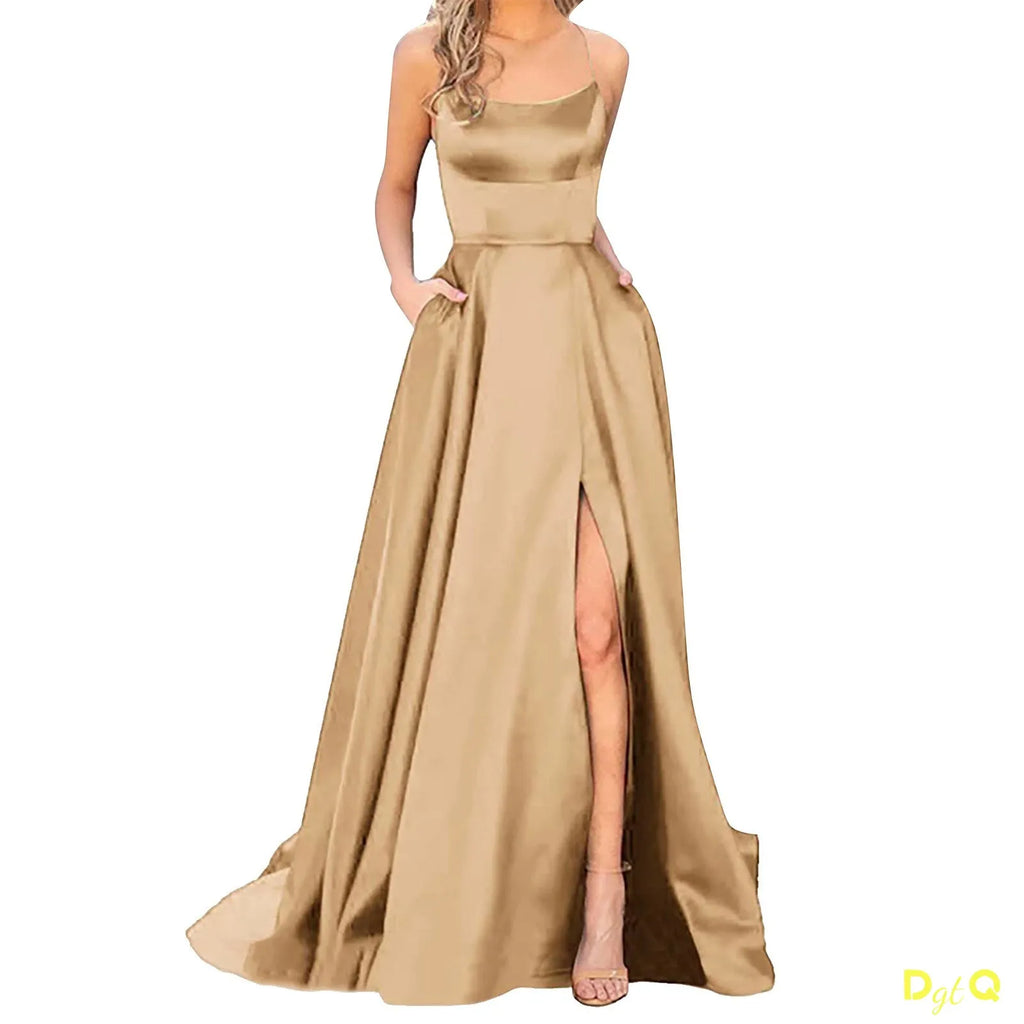 2024 New Women Dress Elegant Vintage Ladies Backless Long Dresses Wine Party Prom Wedding Floor Length Evening Dress For Women