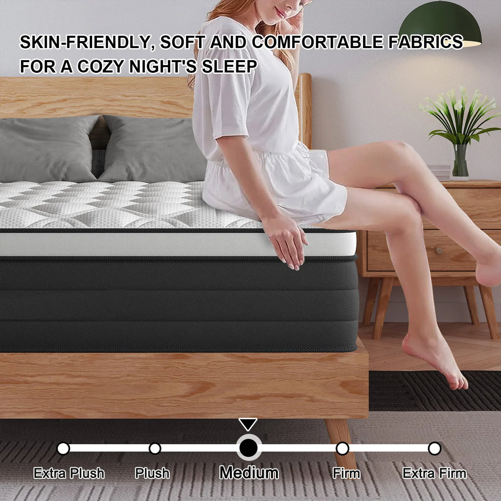 Hotel Sleep at Home — 12"/14" Gel Memory Foam Hybrid Pocket Spring Mattress | Medium Firm, Motion Isolation, Twin to King
