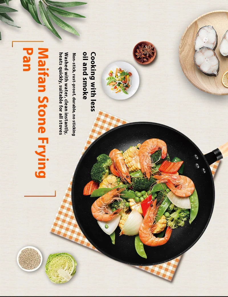 3-Piece Nonstick Cookware Set – Wok, Soup Pot & Frying Pan