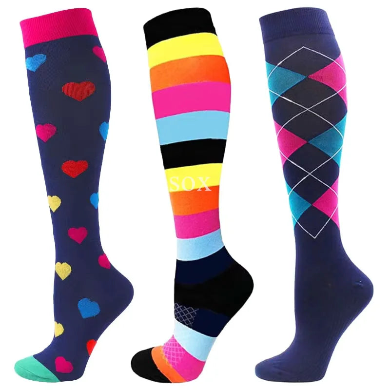Knee High Compression Socks 20-30mmHg – 3 Pairs for Diabetes, Varicose Veins, Edema, Nurse & Running