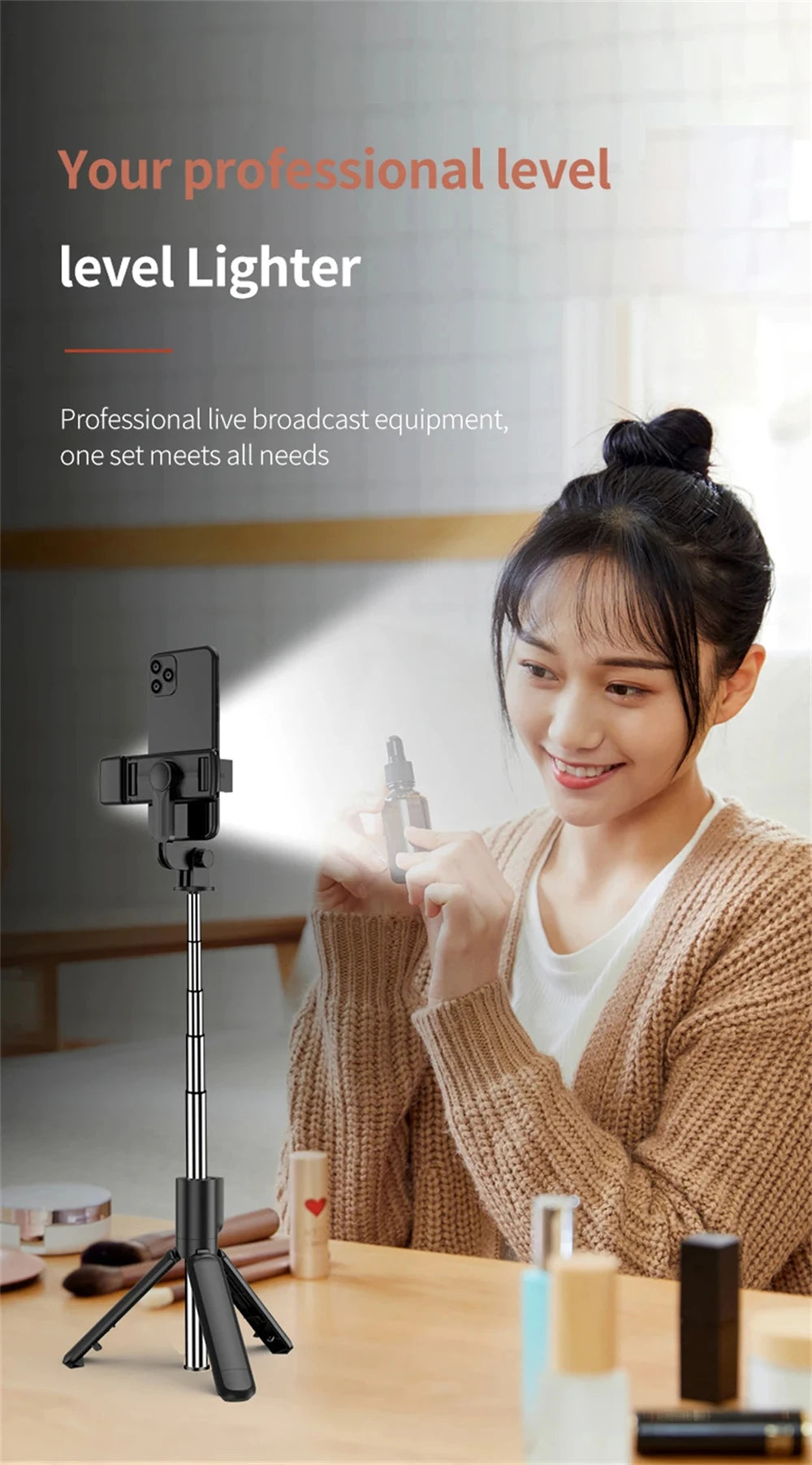 3-in-1 Bluetooth Selfie Stick Tripod with LED Fill Light & Remote Shutter