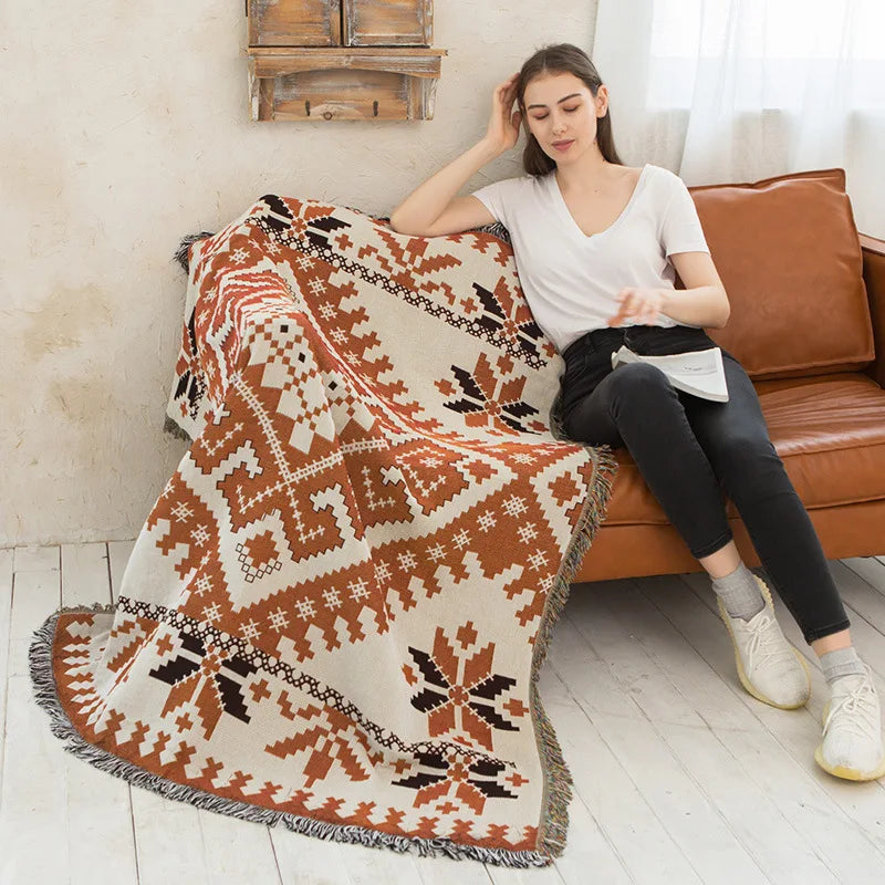 Bohemian Plaid Blanket for Sofa bed Decorative Blankets Outdoor Camping Picnic Blanket Boho Sofa cover throw Blanket With Tassel