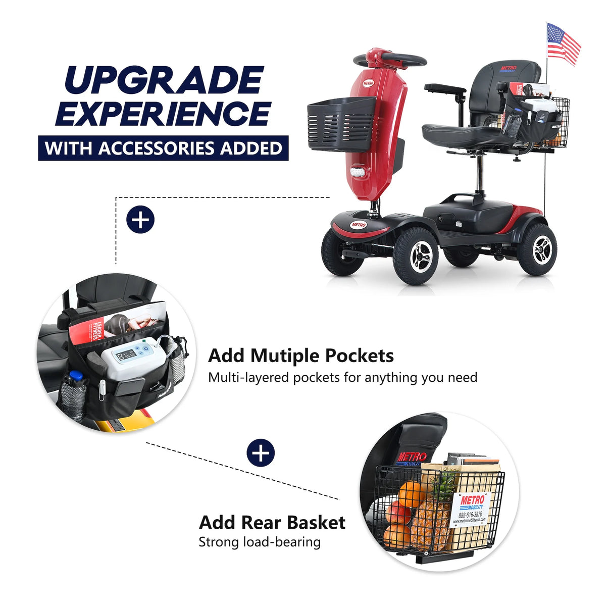 4-Wheel Mobility Scooter with Windshield – 300W, 10-Mile Range