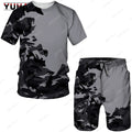 Men's Camouflage T-Shirt & Shorts Tracksuit Set – Outdoor Camping Hunting Sport