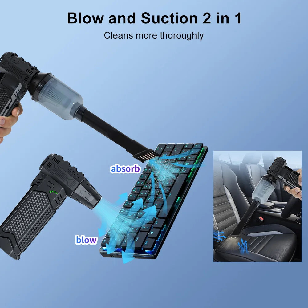 Turbo Jet Fan Blower & Air Duster — 130,000 RPM Brushless Motor, 4-Gear, 75W, Type-C Charging, 5 Nozzles