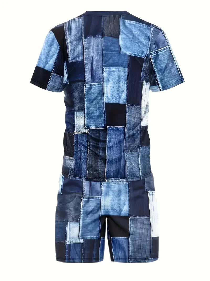 Men's Plaid Print Polo Shirt & Drawstring Shorts Summer Set – 3D Style 2-Piece