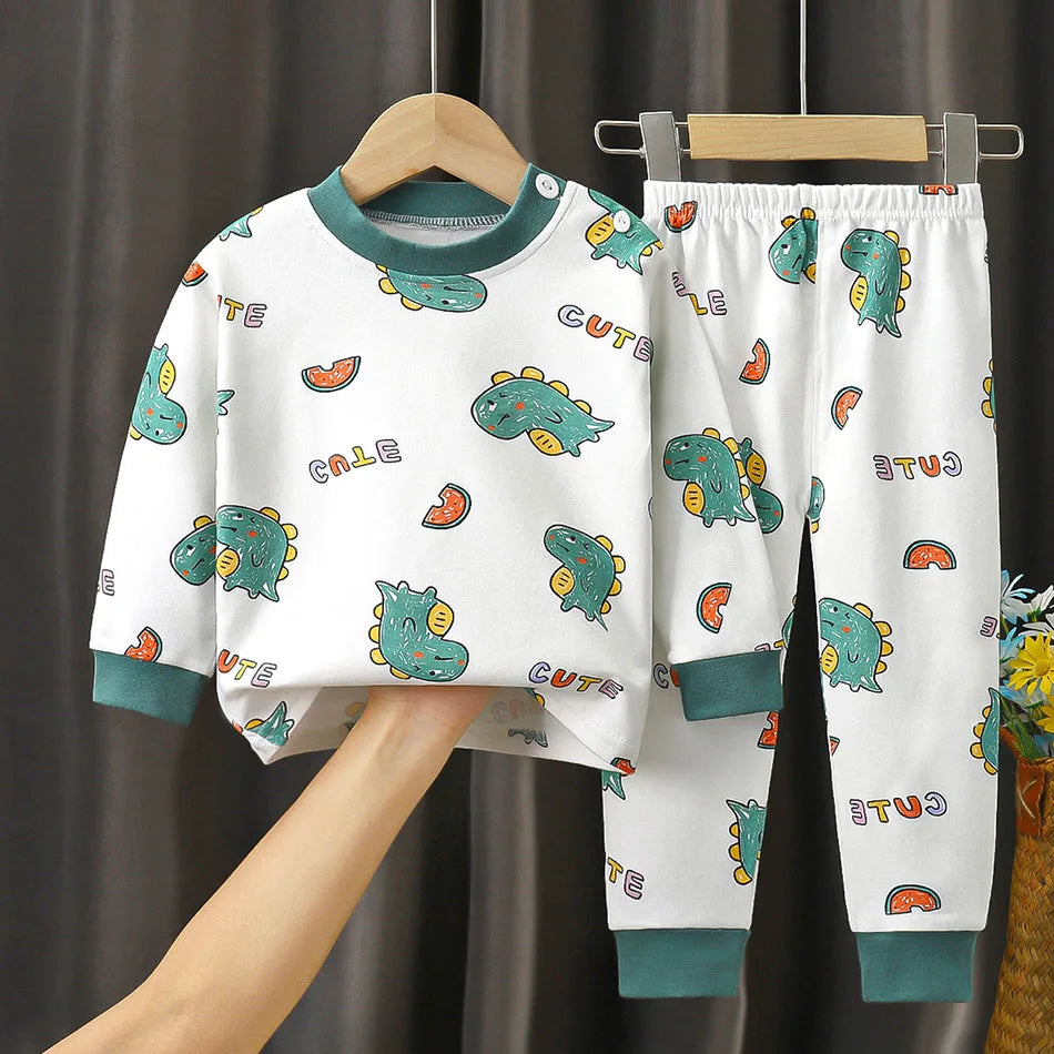 Kids' Unisex Cotton Cartoon Pajama Set | Soft Warm Sleepwear for Boys & Girls