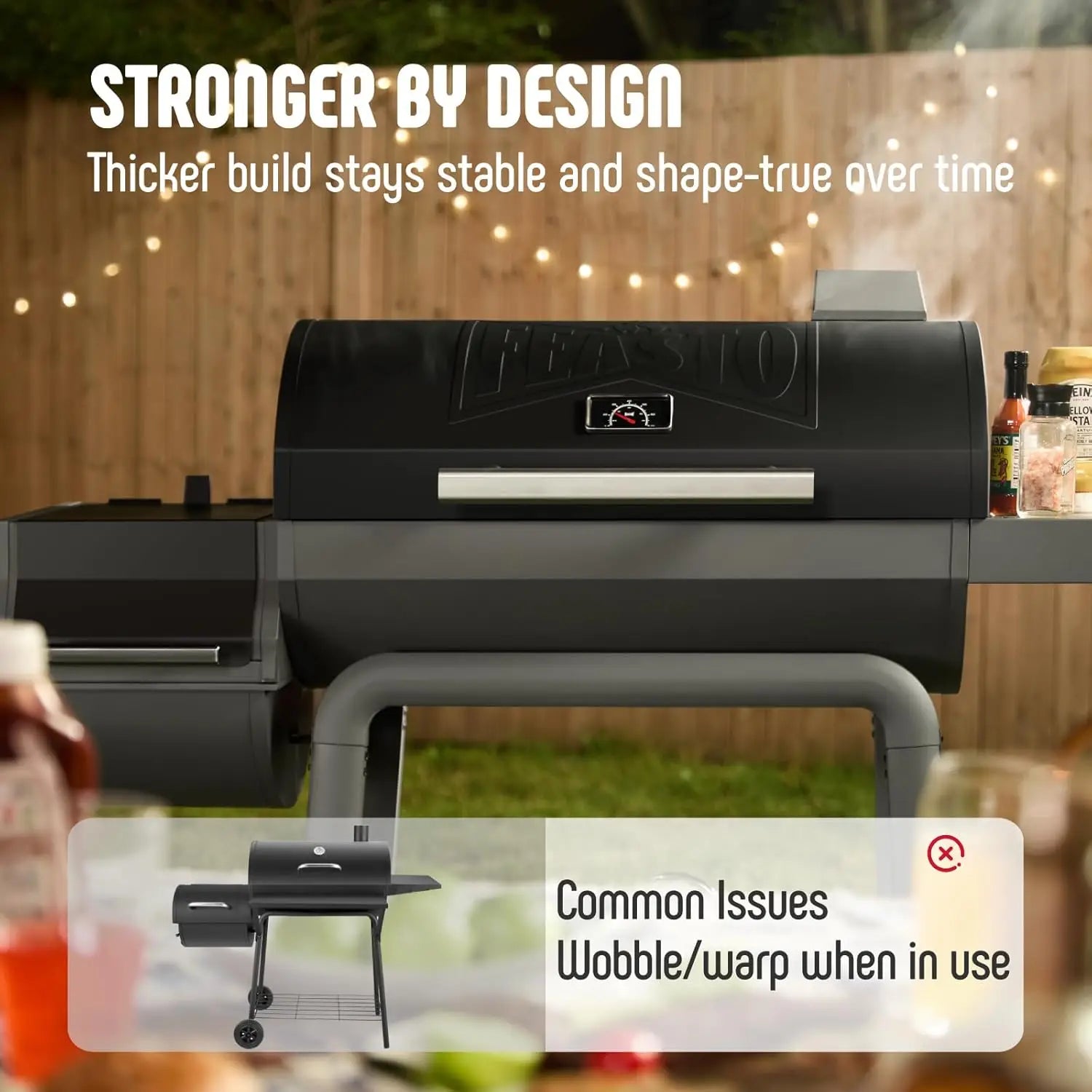 30-Inch Heavy-Duty Charcoal Grill with Offset Smoker | 815 Sq. In. Cooking Space, Side Table, Adjustable Vents, Wheels, Outdoor BBQ for Backyard & Patio