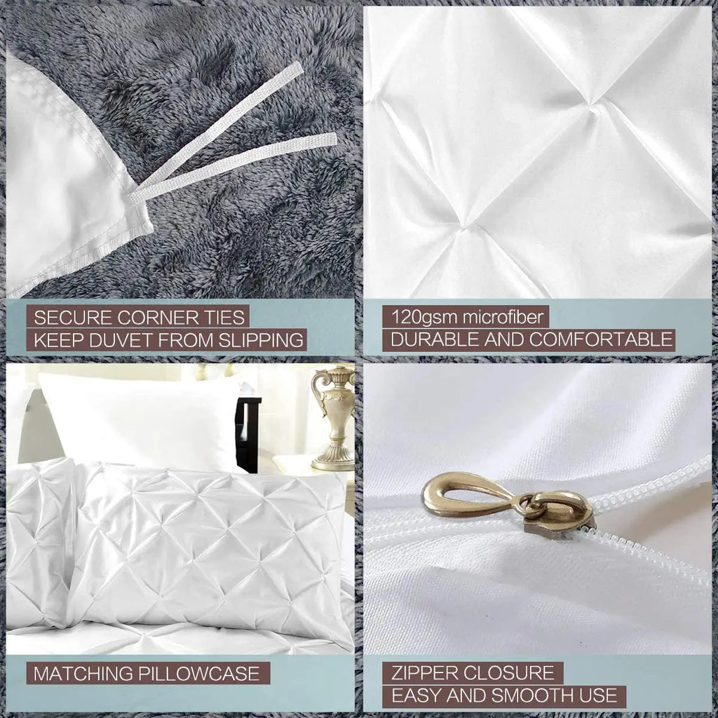 100% Egyptian Cotton Pinch Pleat Duvet Cover Set – 600TC with Zipper & Corner Ties, 8 Colors & 7 Sizes