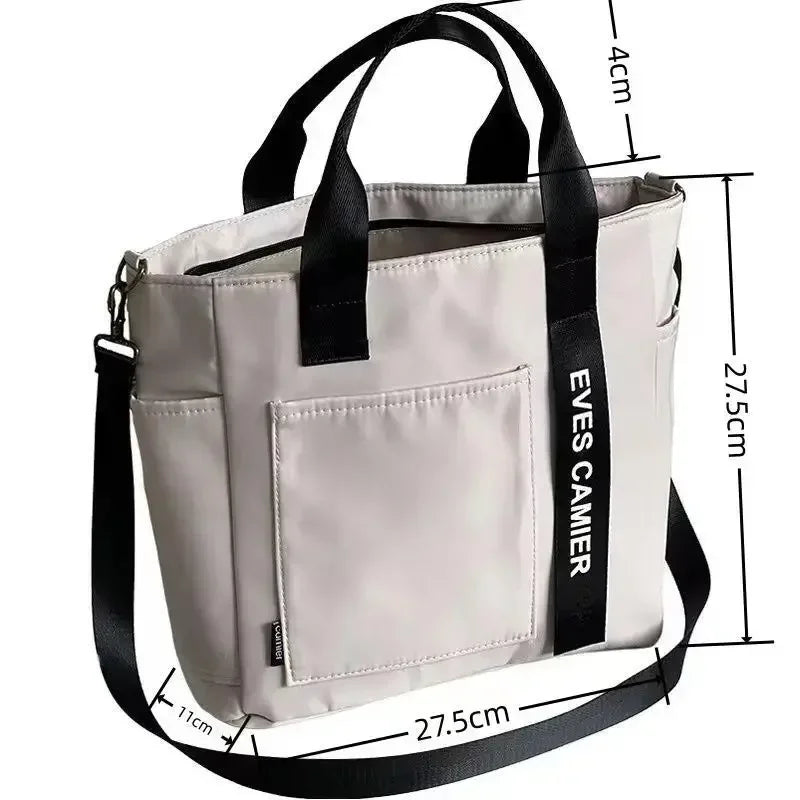 Large Capacity Nylon Canvas Tote Bag – Waterproof Shoulder Bag & Messenger for School & Daily Use