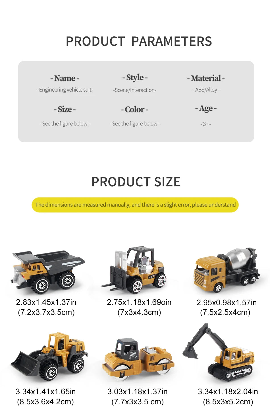 Die-Cast Construction Vehicle Toy Set – 1:64 Alloy Trucks & Excavators