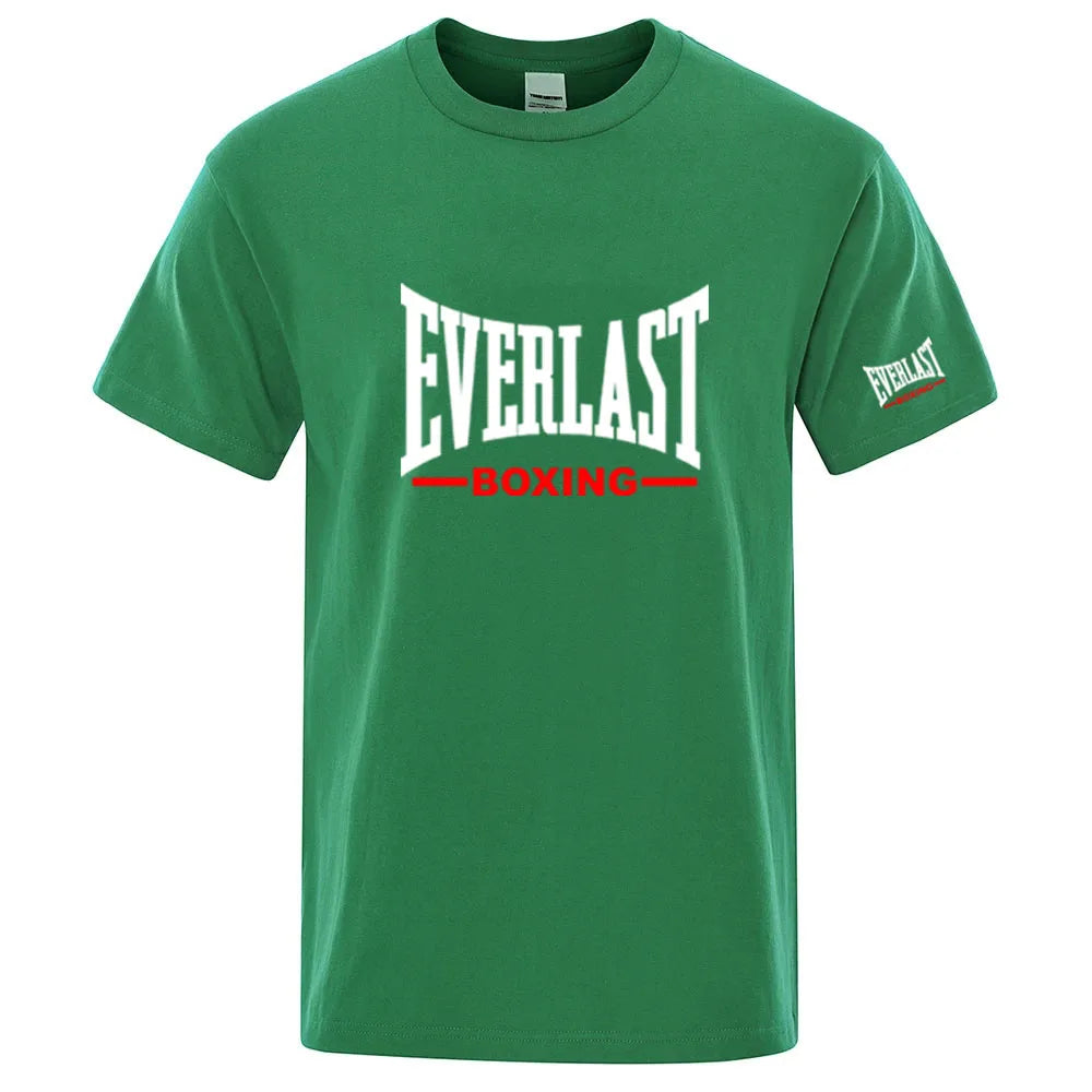 Everlast Boxing Logo Graphic T-Shirt — Crew Neck Short Sleeve Sports Streetwear Tee