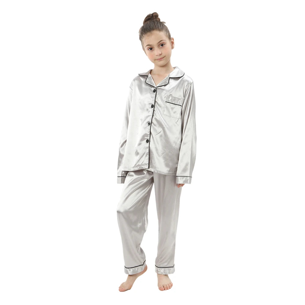 Kids' Ice Silk Pajamas Set | Summer Thin Short Sleeve Shorts 2-Piece Boys & Girls Homewear