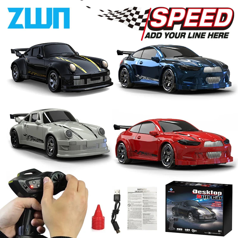 KF20 1/64 Scale Mini 4WD RC Drift Car – High Speed GTR Desktop Racing Model (v2)