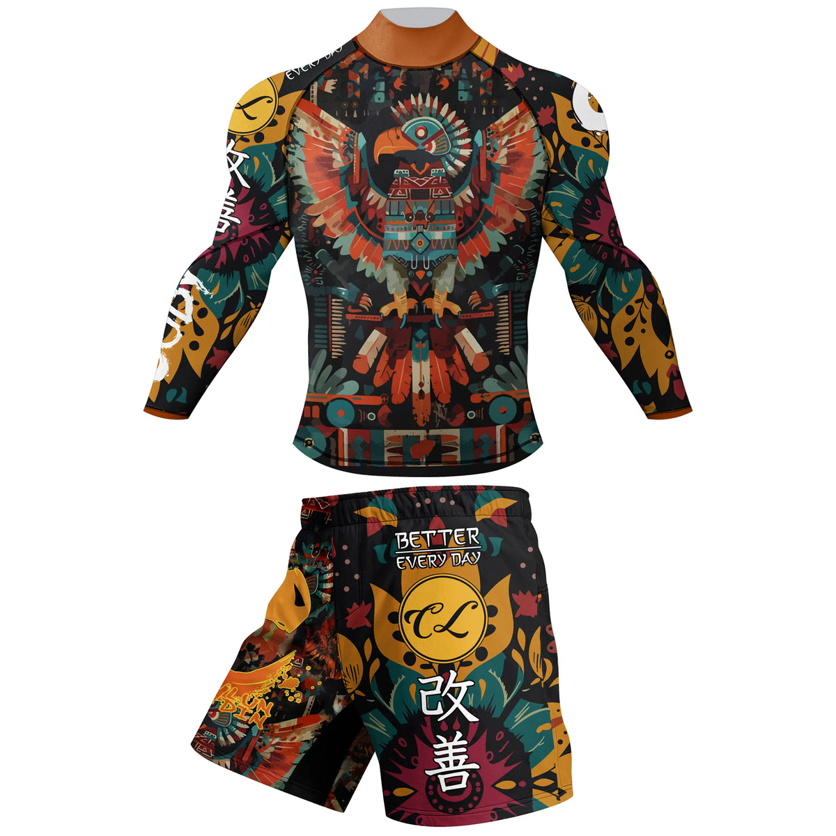Men's MMA Rash Guard 4-Piece Fight Set – Sublimation Print Grappling Suit