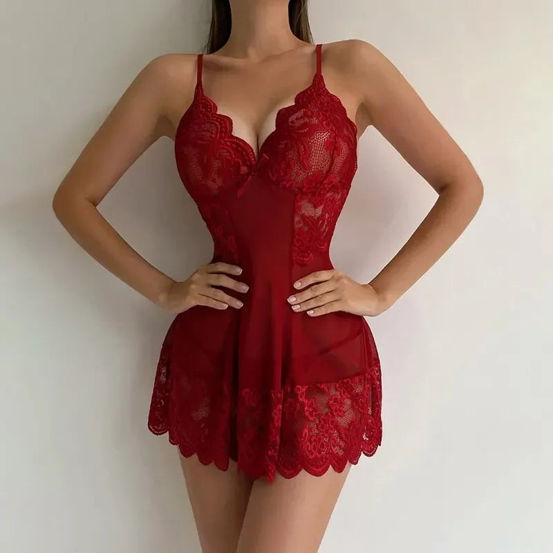Lace Suspender Slip Dress — Sheer Lolita Lingerie Costume