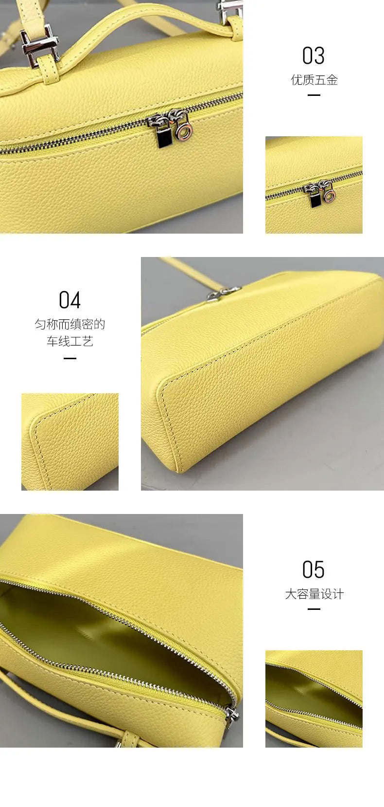 Genuine Leather Lychee Pattern Crossbody Bag – Shoulder Lunch Box Makeup Handbag for Women