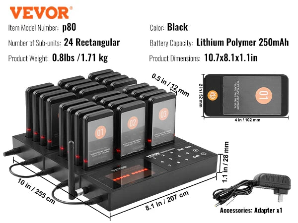 Wireless Restaurant Pager System — Guest Calling Beepers with Vibration & Flashing