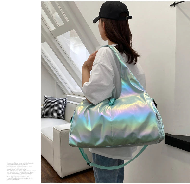 Large Capacity Gym Travel Shoulder Tote Bag – Multi-Function Ruched Cotton Handbag for Women