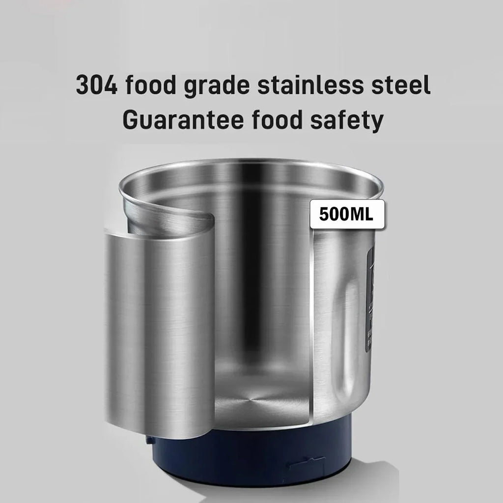 Electric Coffee & Grain Grinder – 500ml Stainless Steel, Beans, Grains & Spice Mill for Kitchen