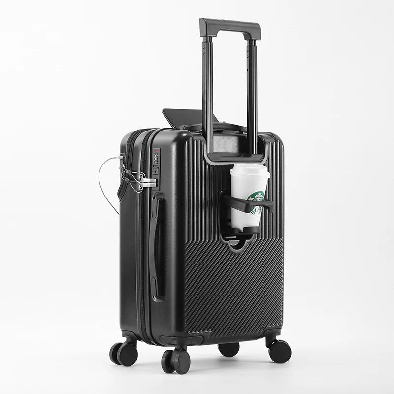 2024 Durable Large Capacity Luggage Set — Front Open with Built-In Charging Port, Carry-On Travel 20/22/24/26"
