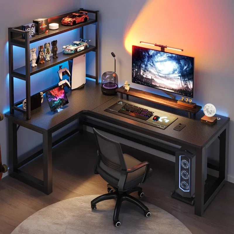 L-Shaped Corner Computer Desk — Home Office Study Table & E-Sports Gaming Desk