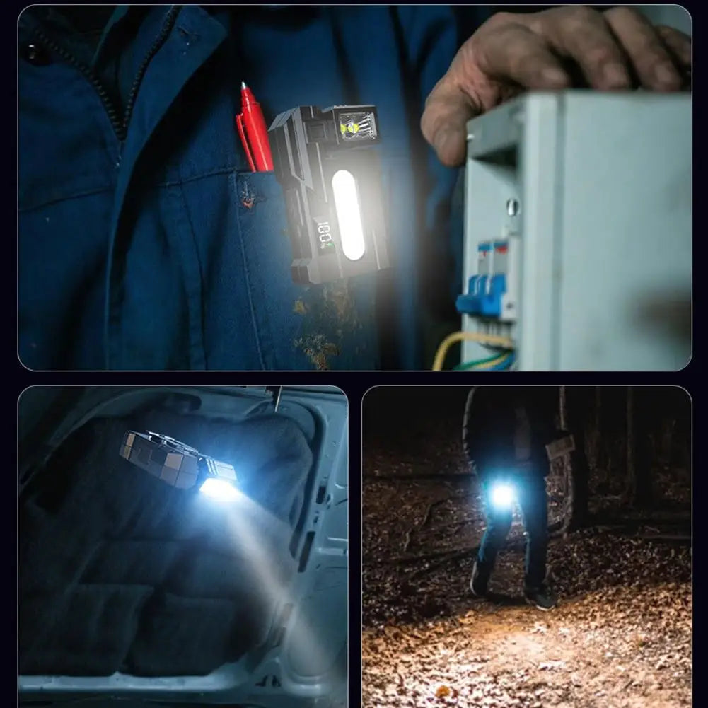 Mini COB LED Flashlight – 400 Lumen, 180° Rotating Magnetic Base, IP68, USB Rechargeable Work Light