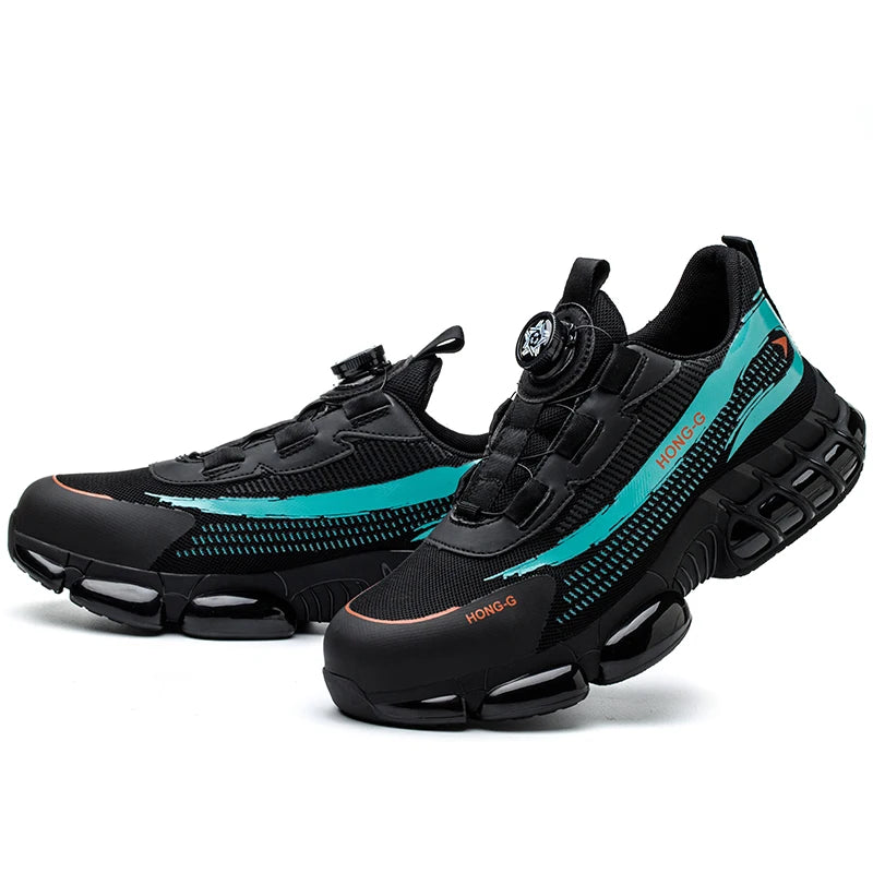 Men's Air Mesh Button-Closure Work Shoes