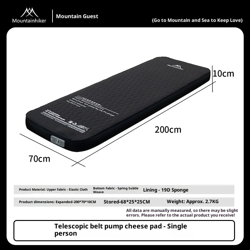 Thickened Sponge Camping Mattress – Portable Outdoor Pad with Integrated Air Pump, Self-Inflating
