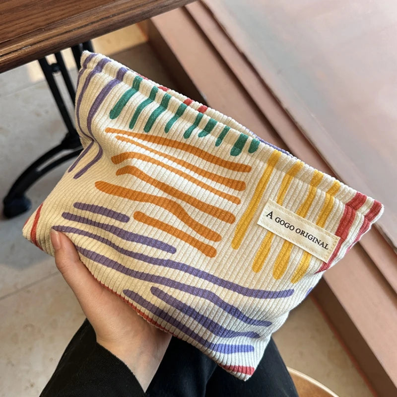 Large Capacity Corduroy Travel Cosmetic Bag