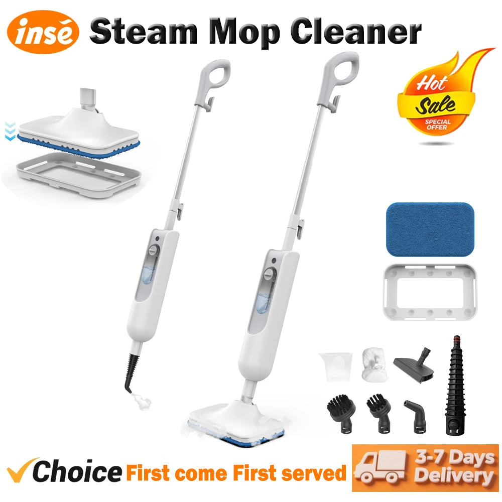 INSE 6-in-1 Powerful Steam Mop — High-Temperature Detachable Scrubbing Steam Cleaner for Hard Floors, Carpet & Kitchen