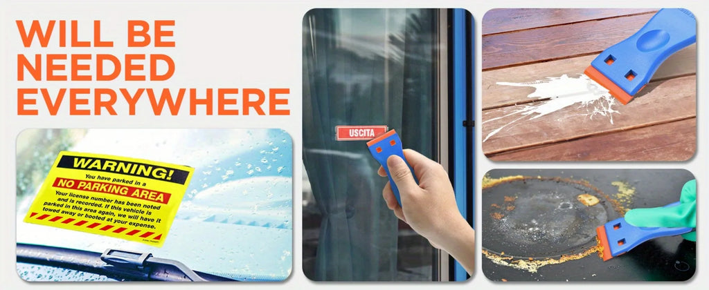 Scrape. Remove. Clean. — Multipurpose Plastic Scraper Set | Car Sticker Remover, Automotive Film Applying Tool & Glass Cleaning Scraper, 1 Scraper + 10 Blades
