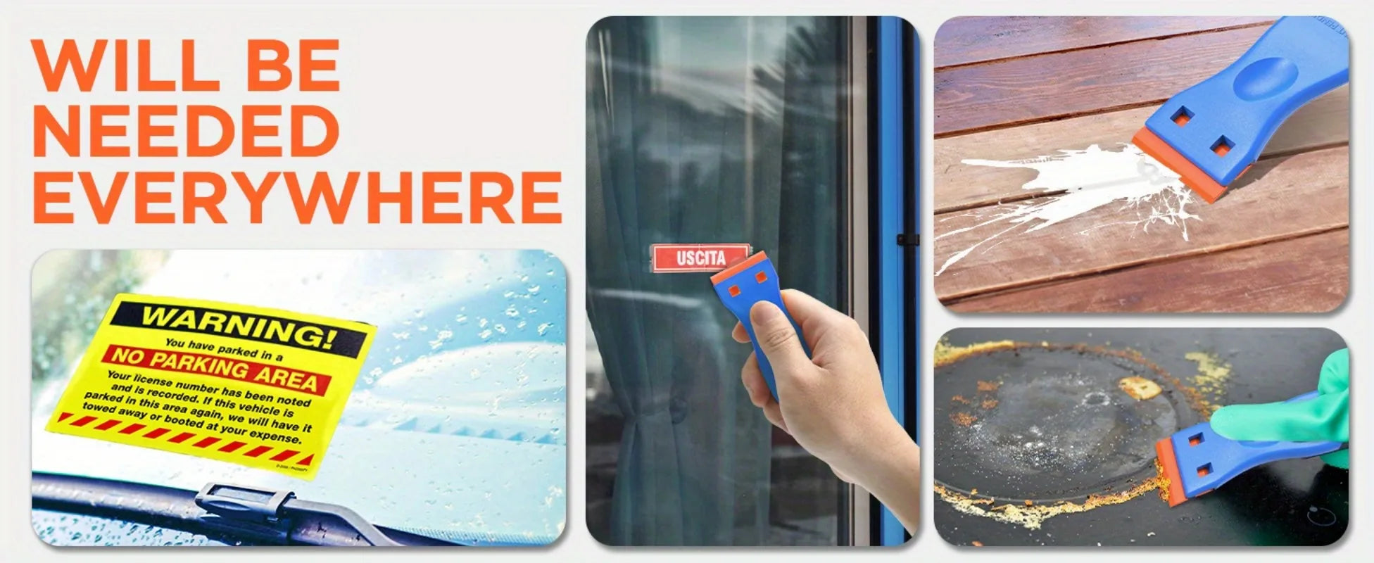 Scrape. Remove. Clean. — Multipurpose Plastic Scraper Set | Car Sticker Remover, Automotive Film Applying Tool & Glass Cleaning Scraper, 1 Scraper + 10 Blades