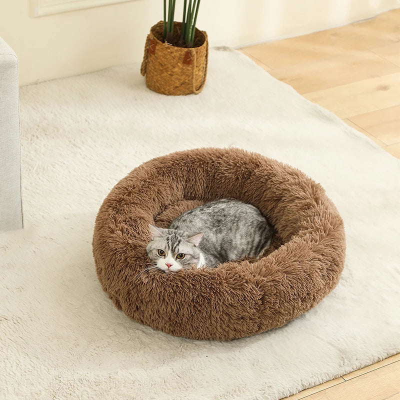 Soft Long Plush Dog Bed – Warm Basket Cushion for Small & Medium Dogs and Cats