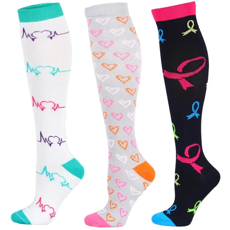 Knee High Compression Socks 20-30mmHg – 3 Pairs for Diabetes, Varicose Veins, Edema, Nurse & Running