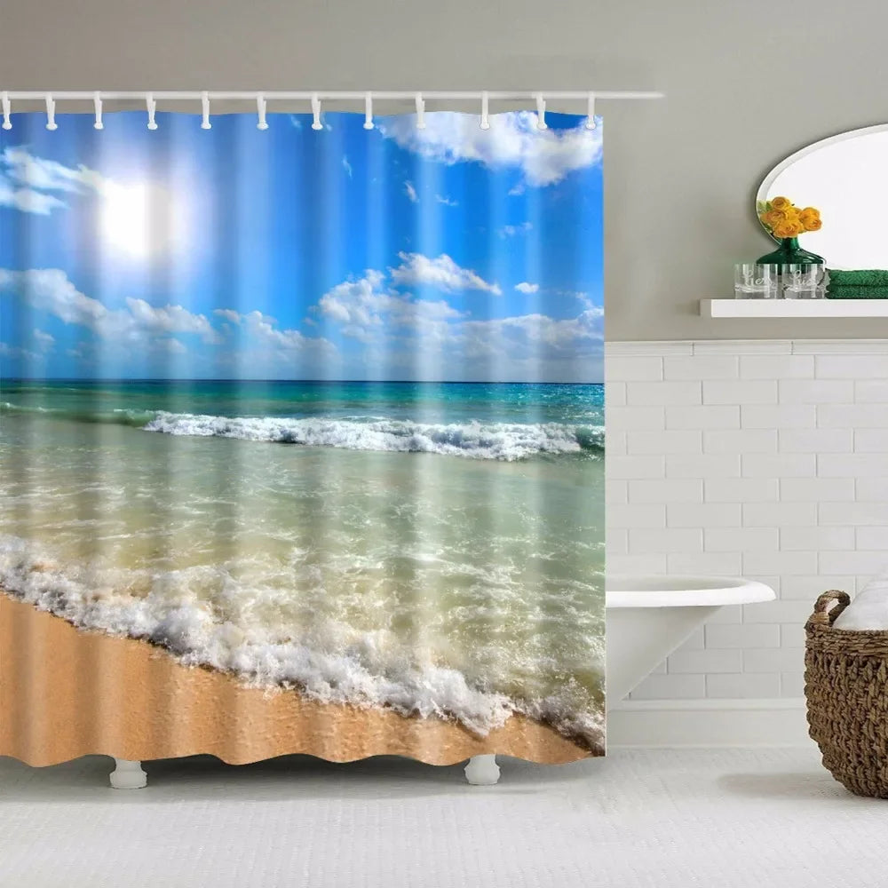 Seaside Beach Shells Bathroom Shower Curtain