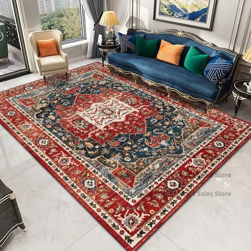 Retro Persian Ethnic Carpet – Vintage Non-Slip Large Rug for Living Room & Bedroom