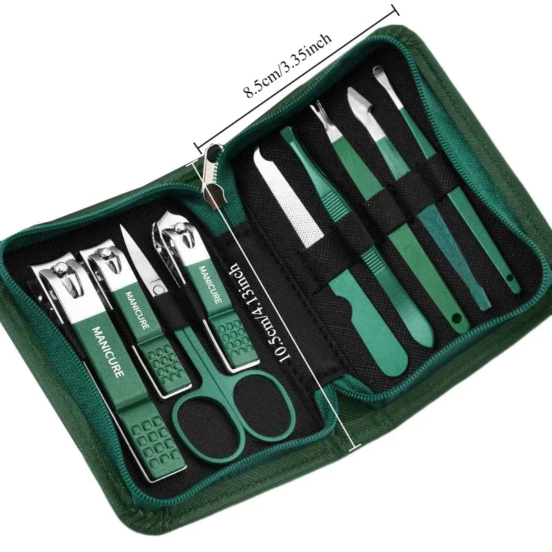 6-9 Piece Manicure Set with Leather Case – Professional Stainless Steel Nail Clipper & Foot Care Kit