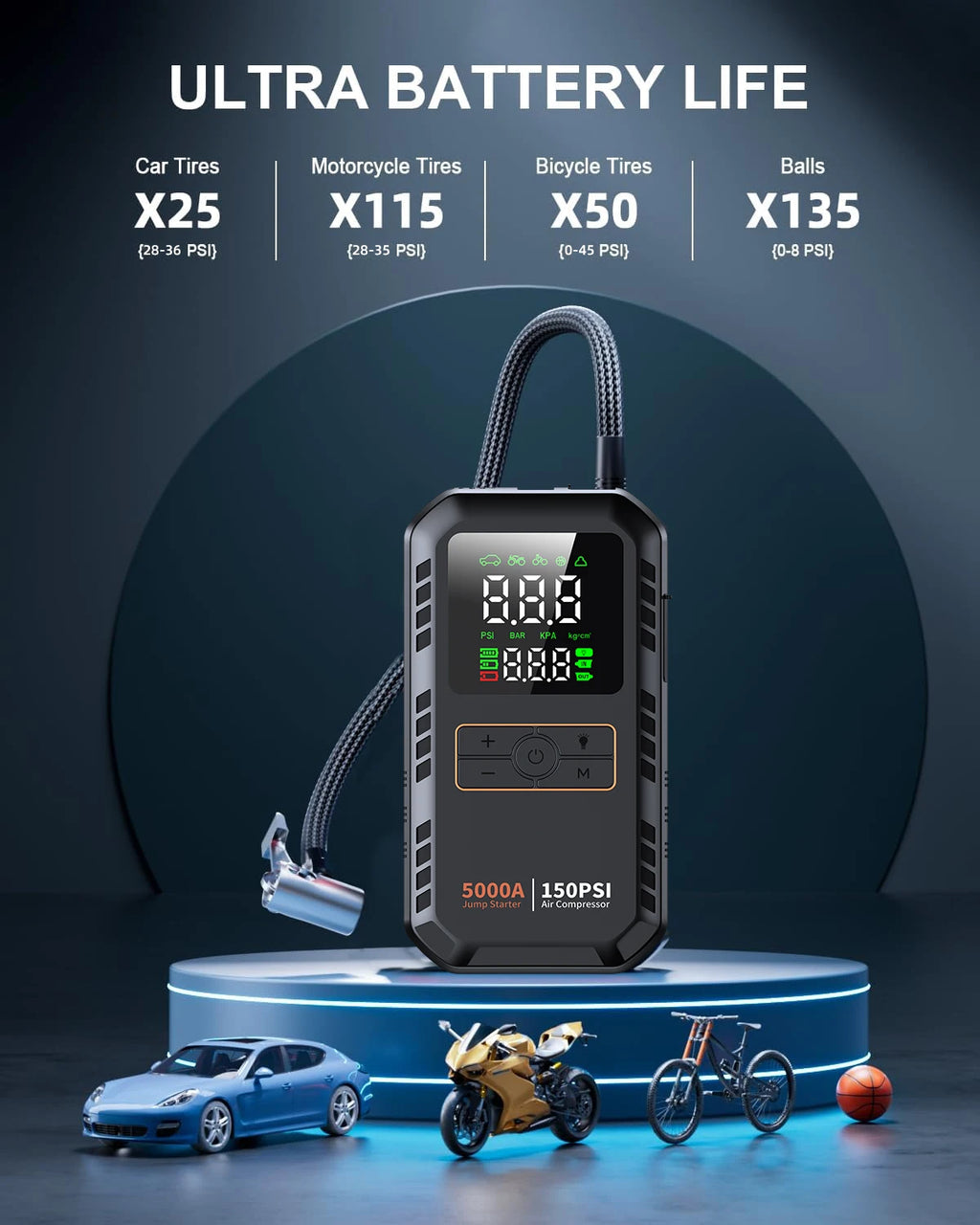 PAIVIROKU Car Jump Starter with Air Compressor