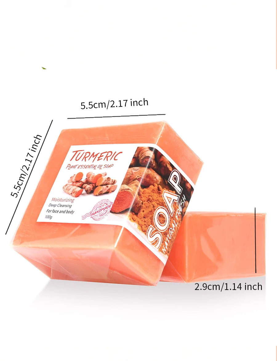Pure Natural Turmeric Essential Oil Soap Bar – Deep Cleansing, Moisturizing & Skincare, 100g