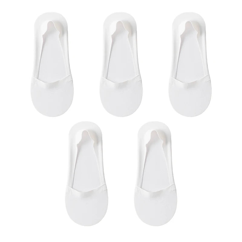 Women's Cotton No-Show Socks – Silicone Grip, 5 Pairs
