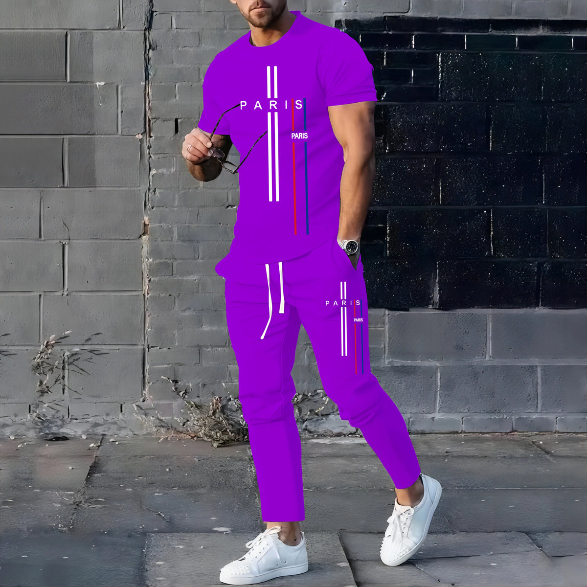 Men's Football Sport T-Shirt & Pants Set – Casual Short Sleeve Jogging Fitness Suit