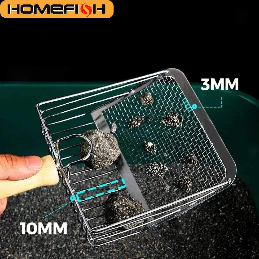 Stainless Steel Cat Litter Scoop with Wooden Handle