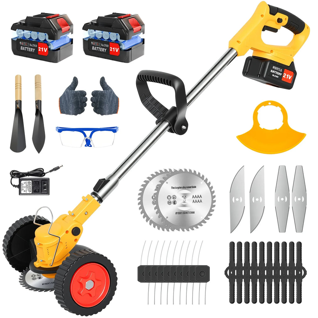 5-in-1 Cordless Electric Lawn Mower & Grass Trimmer | 21V 2x4.0Ah Batteries, 5-Blade System, 6-Inch Cut, 60-Min Runtime