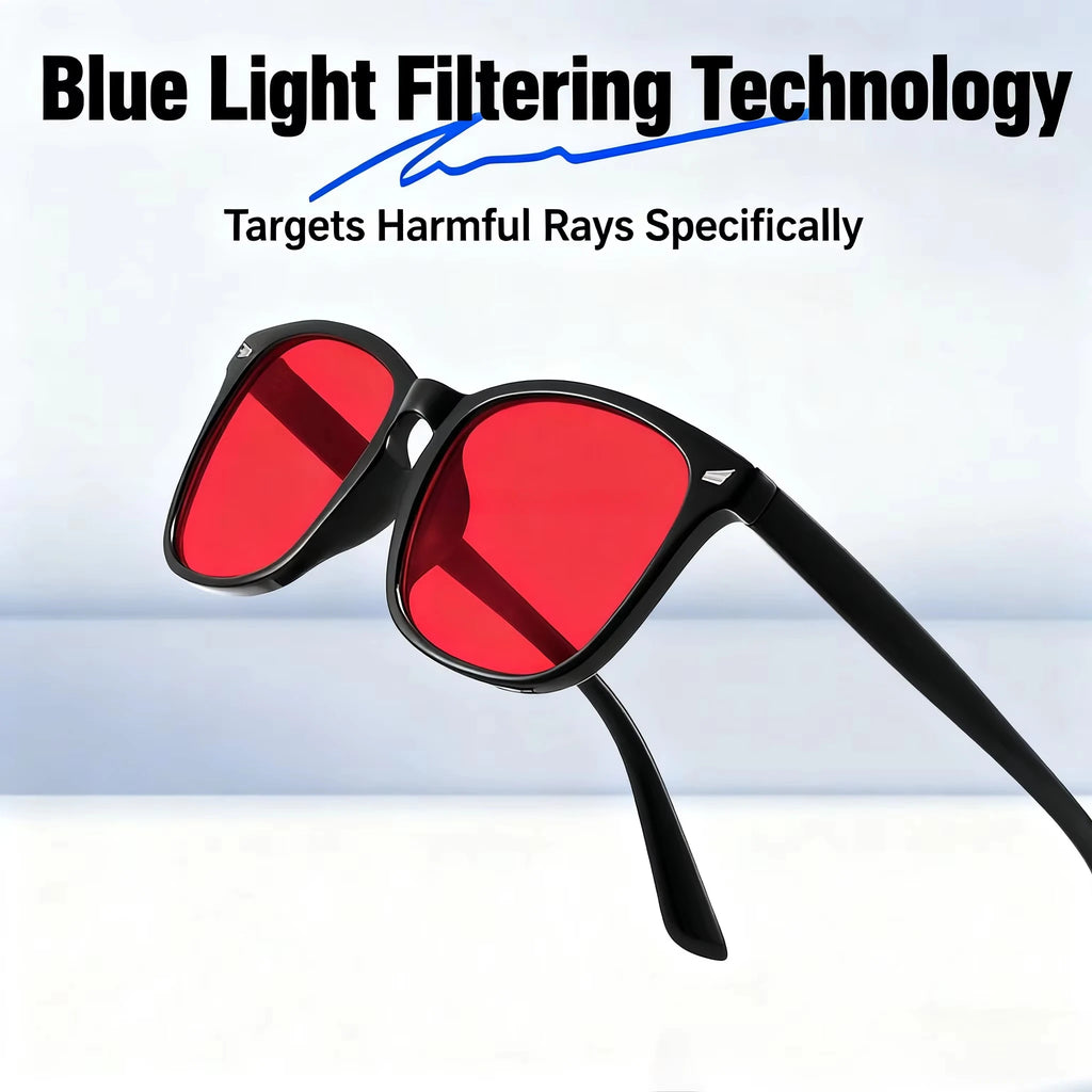 Blue Light Blocking Glasses — Red Lens Sleep & Gaming Glasses for Eye Strain Relief