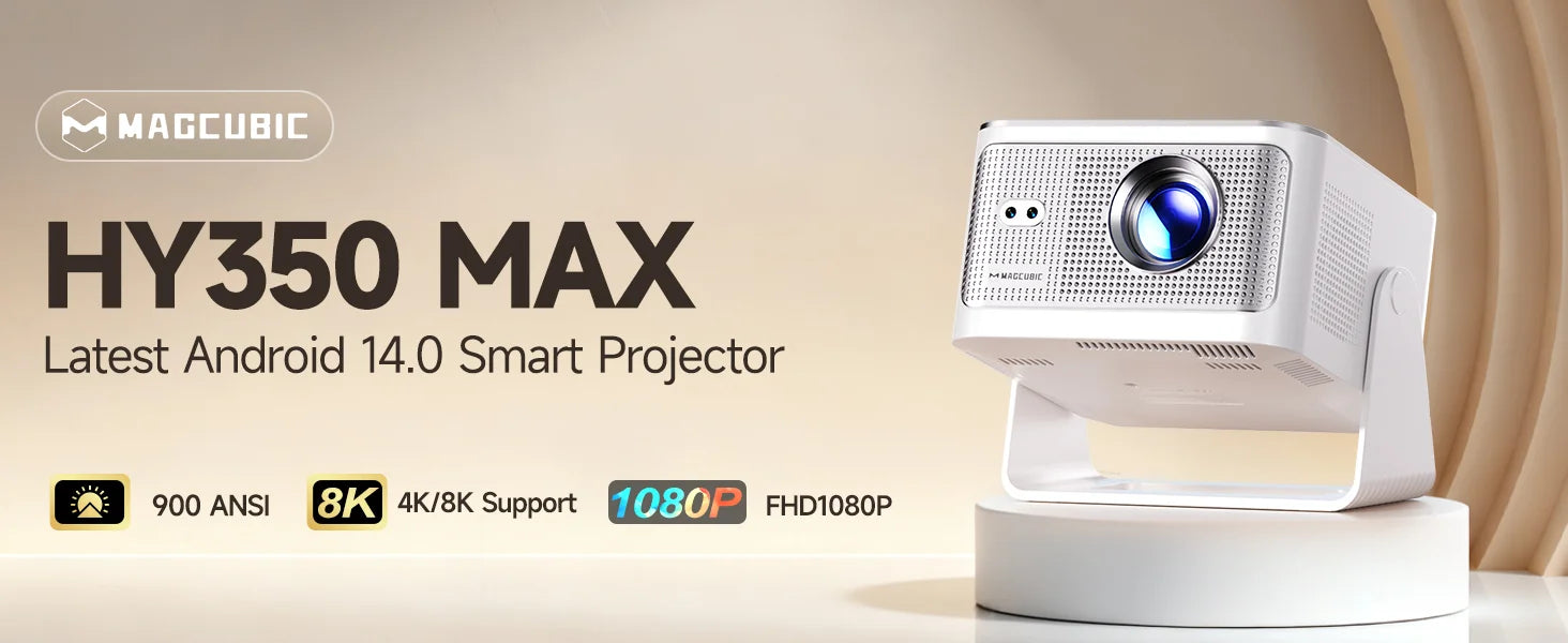 MAGCUBIC HY300 Pro Mini Projector – Android 14, 290 ANSI, WiFi 6, BT 5.4, 720P Native, Home Cinema