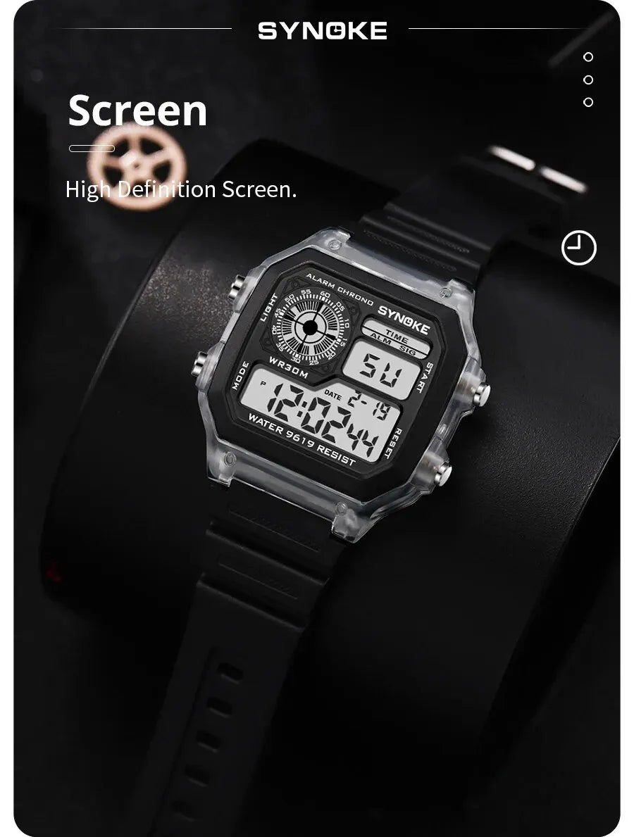 SYNOKE Digital Sport Watch | Luminous Multifunction Waterproof Seven Color LED Wristwatch