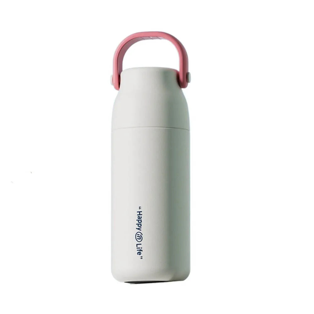 500ml Handheld Vacuum Thermos Bottle – 316 SS Interior, 360° Leakproof, CIQ Certified, Light Green/White/Orange